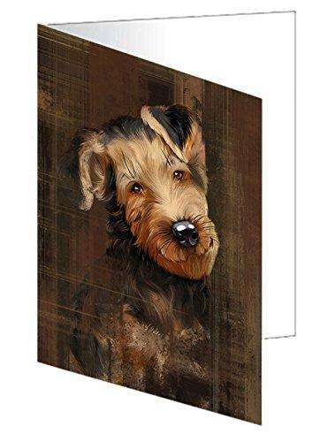 Rustic Airedale Dog Handmade Artwork Assorted Pets Greeting Cards and Note Cards with Envelopes for All Occasions and Holiday Seasons GCD49160