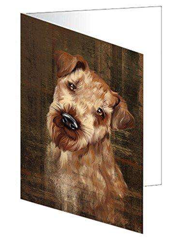Rustic Airedale Dog Handmade Artwork Assorted Pets Greeting Cards and Note Cards with Envelopes for All Occasions and Holiday Seasons GCD49163