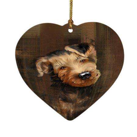 Rustic Airedale Dog Heart Christmas Ornament HPOR48193