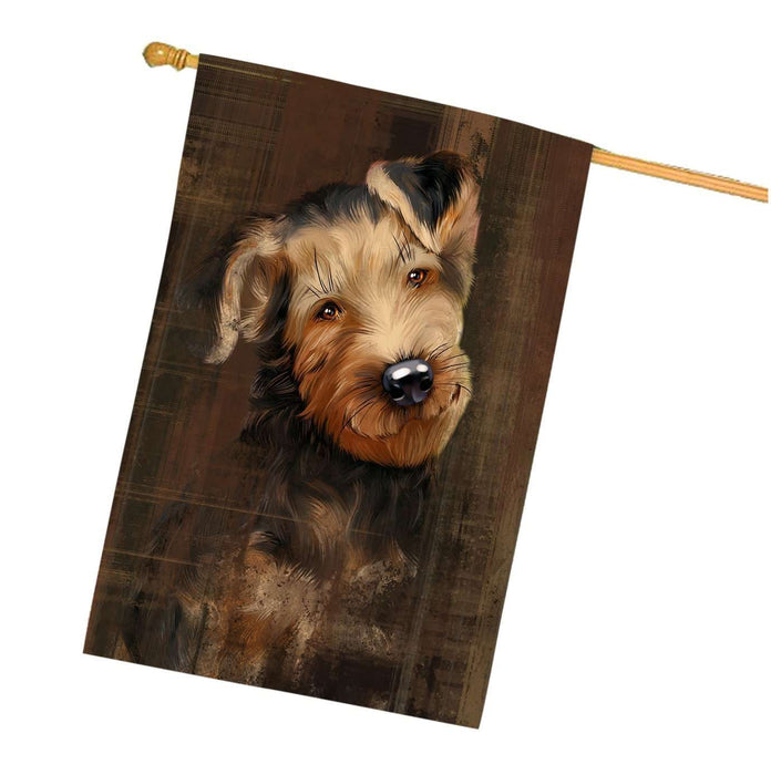 Rustic Airedale Dog House Flag FLG48341