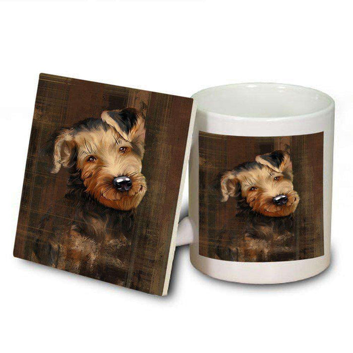 Rustic Airedale Dog Mug and Coaster Set MUC48185