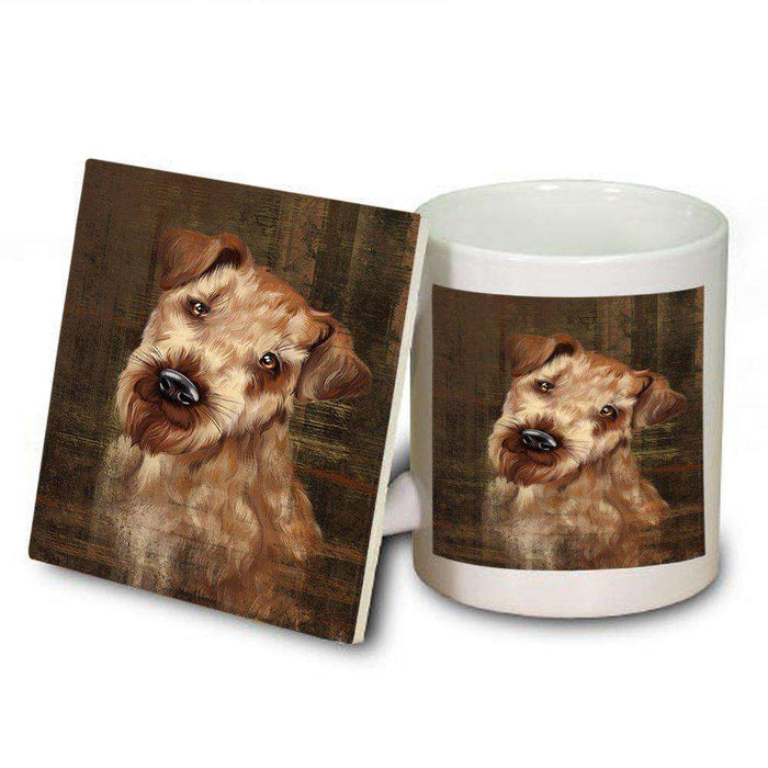 Rustic Airedale Dog Mug and Coaster Set MUC48186