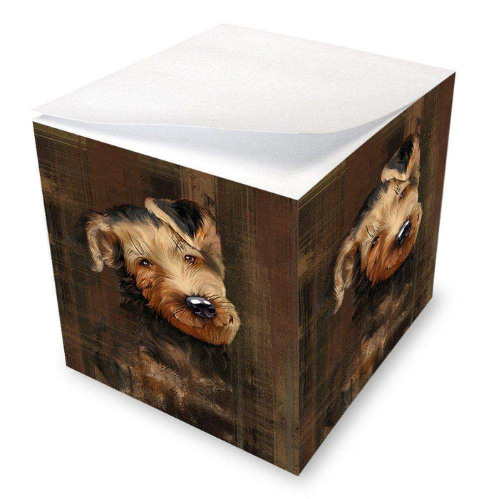 Rustic Airedale Dog Note Cube NOC48193