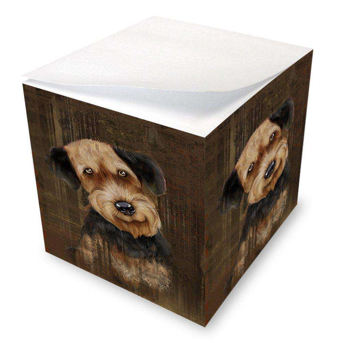 Rustic Airedale Dog Note Cube NOC48195