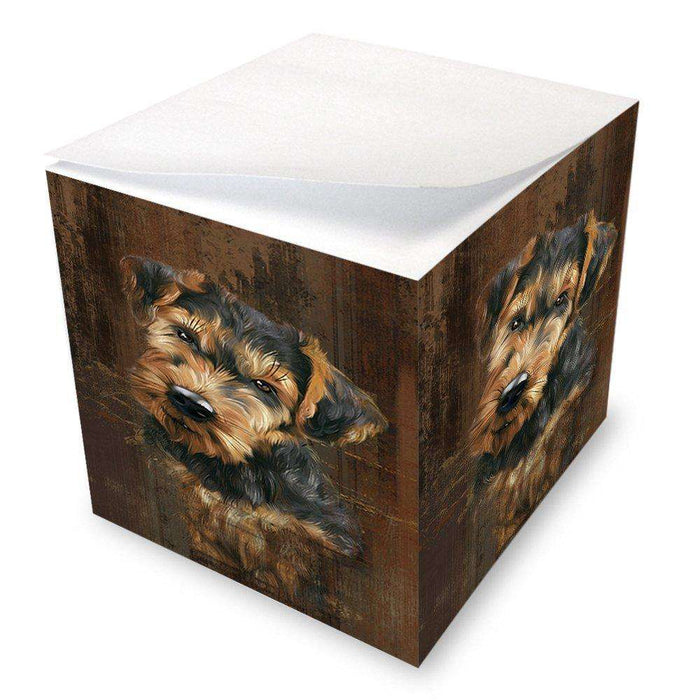 Rustic Airedale Dog Note Cube NOC48196
