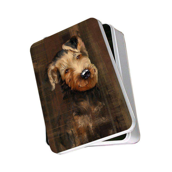 Rustic Airedale Dog Photo Storage Tin PITN48204