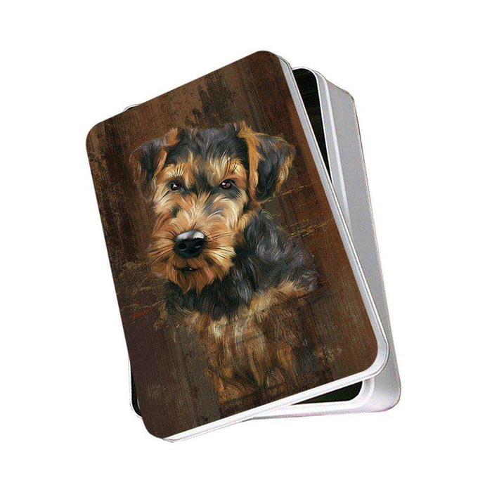 Rustic Airedale Dog Photo Storage Tin PITN48207