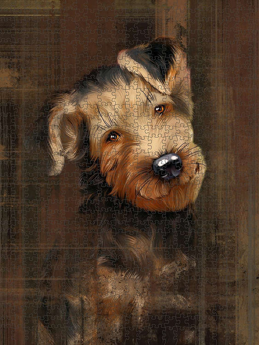 Rustic Airedale Dog Puzzle with Photo Tin PUZL48432