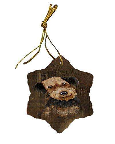 Rustic Airedale Dog Star Porcelain Ornament SPOR48187