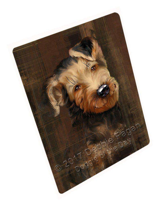 Rustic Airedale Dog Tempered Cutting Board C48594