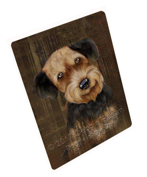 Rustic Airedale Dog Tempered Cutting Board C48600