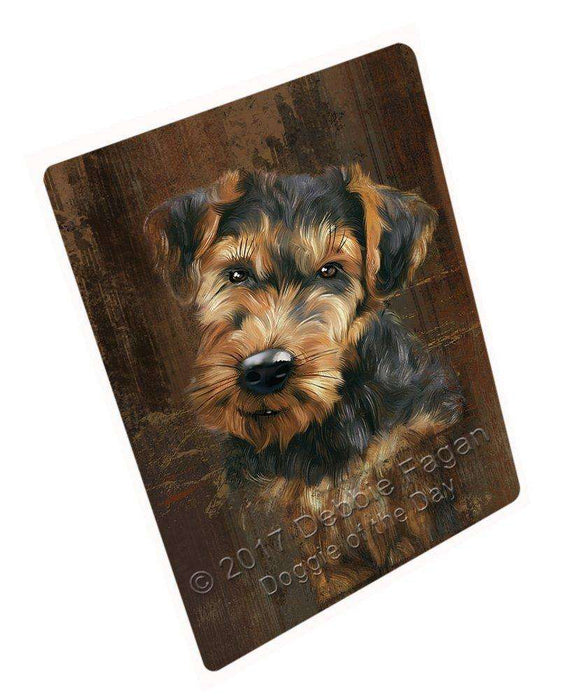 Rustic Airedale Dog Tempered Cutting Board C48603