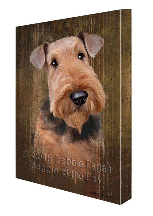 Rustic Airedale Terrier Dog Canvas Print Wall Art Décor CVS70910