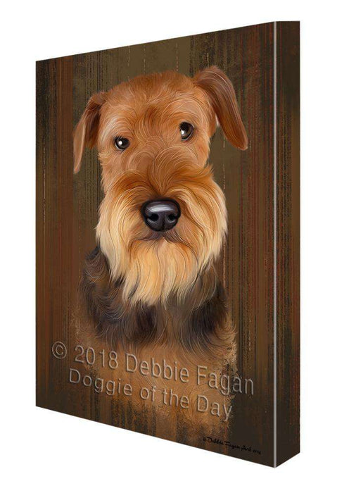 Rustic Airedale Terrier Dog Canvas Print Wall Art Décor CVS70919