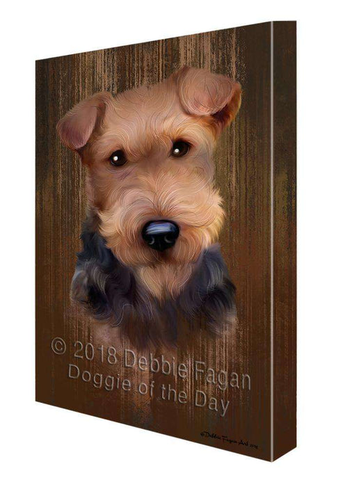 Rustic Airedale Terrier Dog Canvas Print Wall Art Décor CVS70928