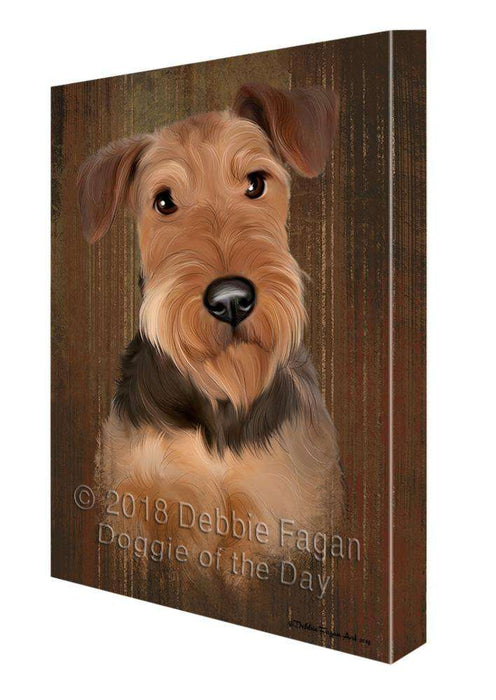 Rustic Airedale Terrier Dog Canvas Print Wall Art Décor CVS70937