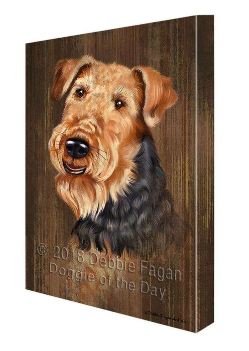 Rustic Airedale Terrier Dog Canvas Print Wall Art Décor CVS70946