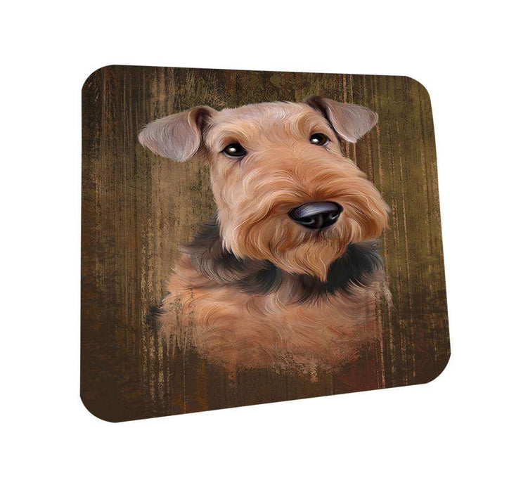 Rustic Airedale Terrier Dog Coasters Set of 4 CST50468