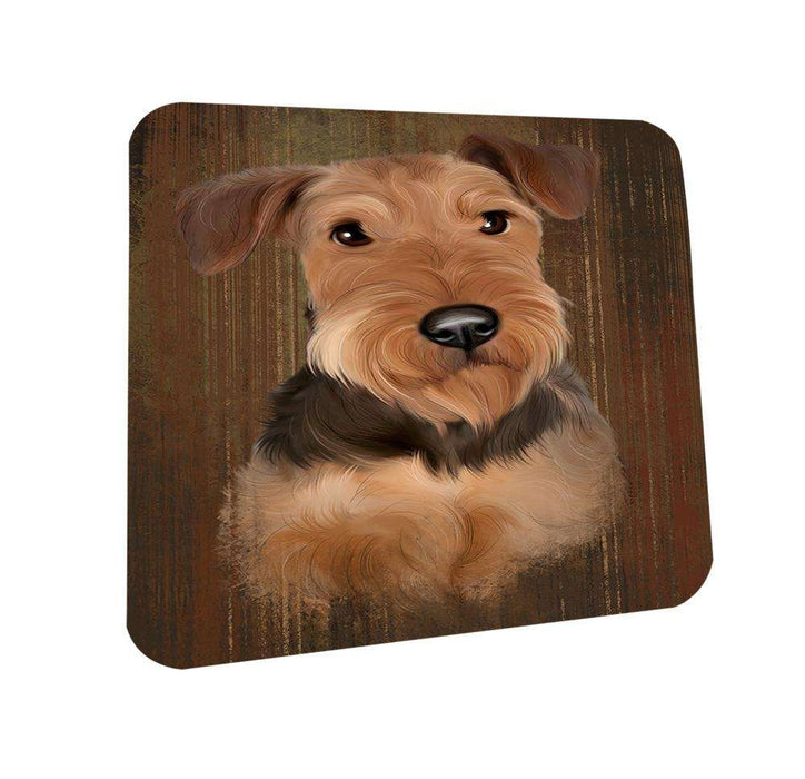 Rustic Airedale Terrier Dog Coasters Set of 4 CST50471