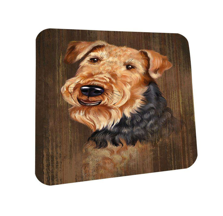 Rustic Airedale Terrier Dog Coasters Set of 4 CST50472