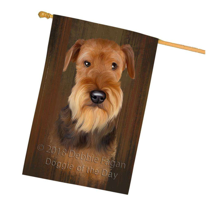 Rustic Airedale Terrier Dog House Flag FLG50539