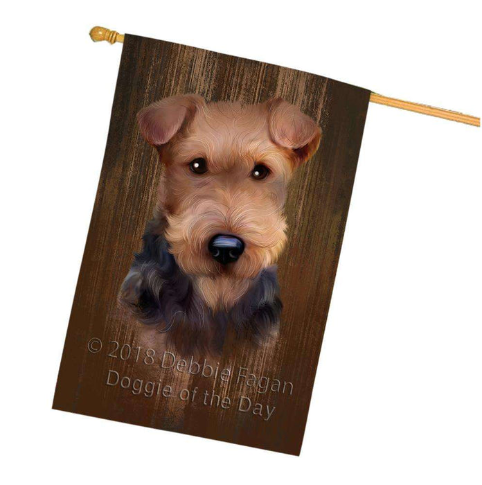 Rustic Airedale Terrier Dog House Flag FLG50540