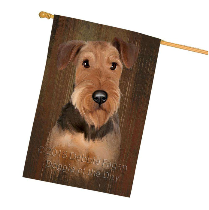 Rustic Airedale Terrier Dog House Flag FLG50541
