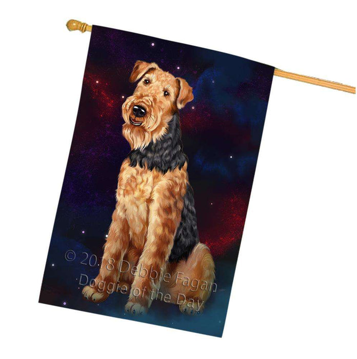 Rustic Airedale Terrier Dog House Flag FLG50543