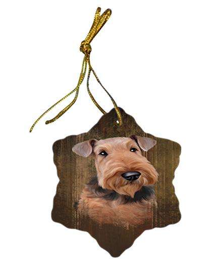 Rustic Airedale Terrier Dog Star Porcelain Ornament SPOR50501