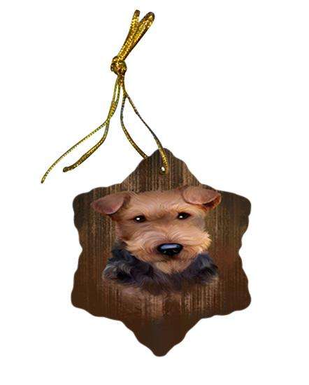 Rustic Airedale Terrier Dog Star Porcelain Ornament SPOR50503