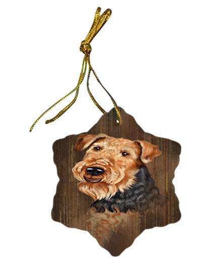Rustic Airedale Terrier Dog Star Porcelain Ornament SPOR50505