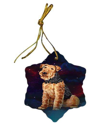 Rustic Airedale Terrier Dog Star Porcelain Ornament SPOR50506