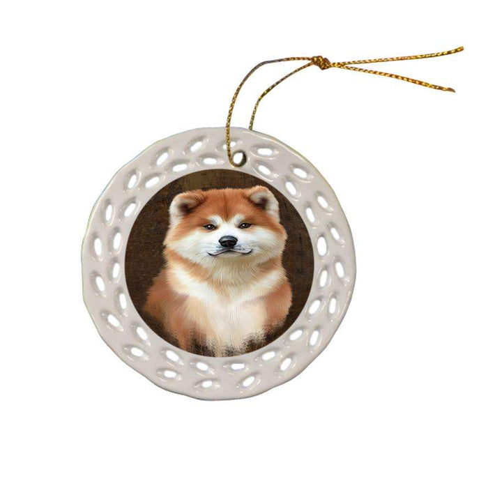 Rustic Akita Dog Ceramic Doily Ornament DPOR54399