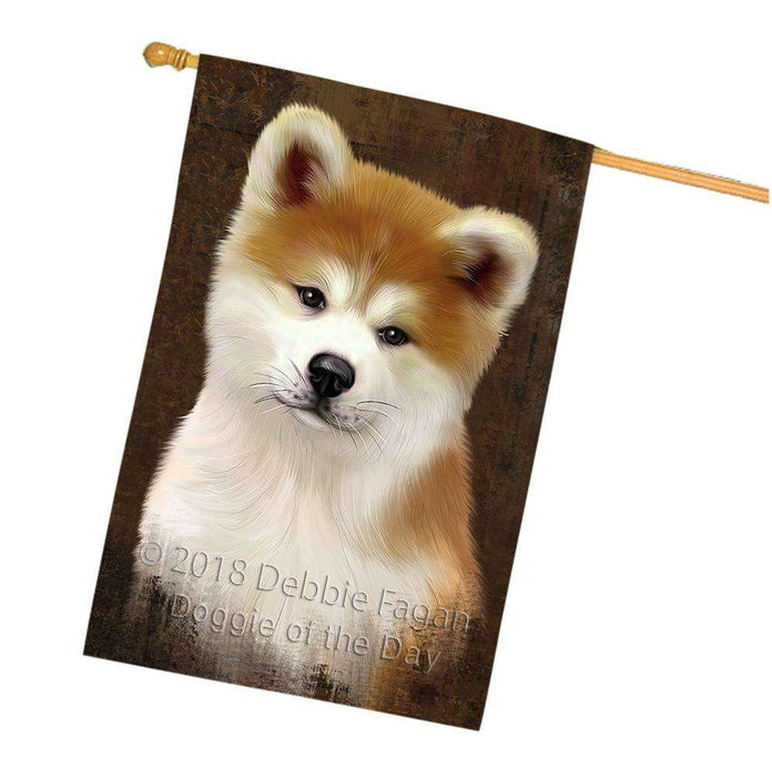 Rustic Akita Dog House Flag FLG54598