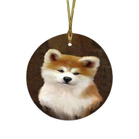 Rustic Akita Dog Round Flat Christmas Ornament RFPOR54391