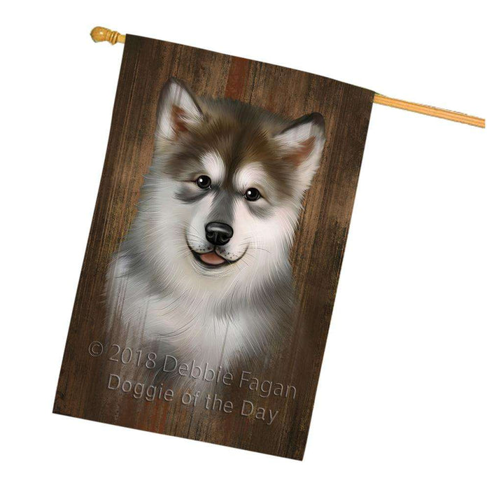 Rustic Alaskan Malamute Dog House Flag FLG50547