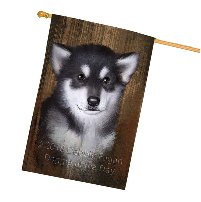 Rustic Alaskan Malamute Dog House Flag FLG50548