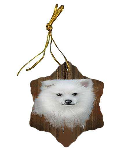 Rustic American Eskimo Dog Star Porcelain Ornament SPOR50285
