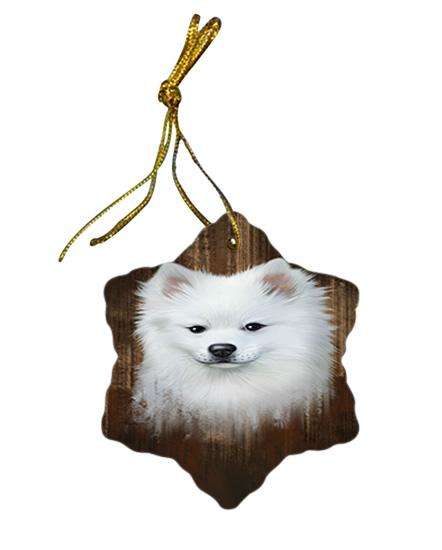 Rustic American Eskimo Dog Star Porcelain Ornament SPOR50286