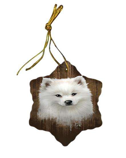 Rustic American Eskimo Dog Star Porcelain Ornament SPOR50287