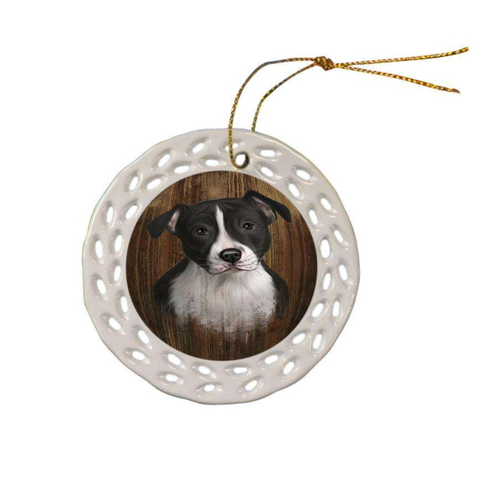Rustic American Staffordshire Terrier Dog Ceramic Doily Ornament DPOR50522