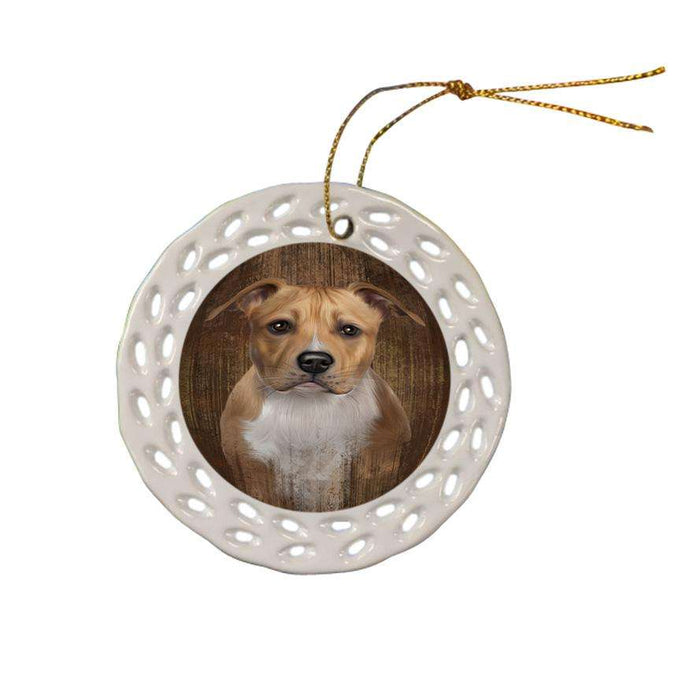 Rustic American Staffordshire Terrier Dog Ceramic Doily Ornament DPOR50524