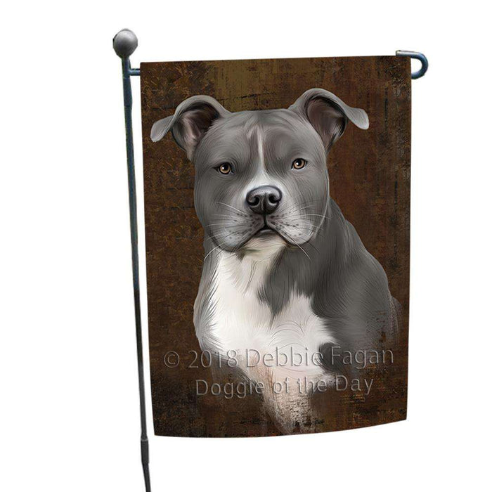 Rustic American Staffordshire Terrier Dog Garden Flag GFLG54463