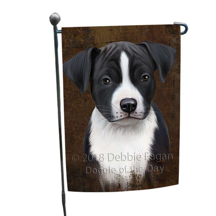 Rustic American Staffordshire Terrier Dog Garden Flag GFLG54464