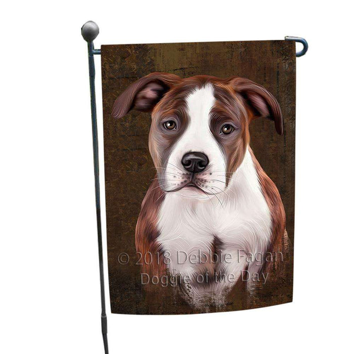 Rustic American Staffordshire Terrier Dog Garden Flag GFLG54467