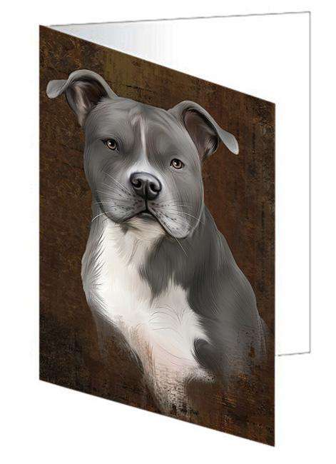 Rustic American Staffordshire Terrier Dog Handmade Artwork Assorted Pets Greeting Cards and Note Cards with Envelopes for All Occasions and Holiday Seasons GCD67232