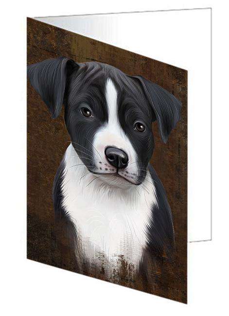 Rustic American Staffordshire Terrier Dog Handmade Artwork Assorted Pets Greeting Cards and Note Cards with Envelopes for All Occasions and Holiday Seasons GCD67235