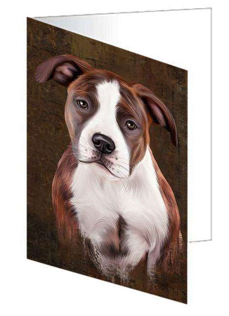 Rustic American Staffordshire Terrier Dog Handmade Artwork Assorted Pets Greeting Cards and Note Cards with Envelopes for All Occasions and Holiday Seasons GCD67244