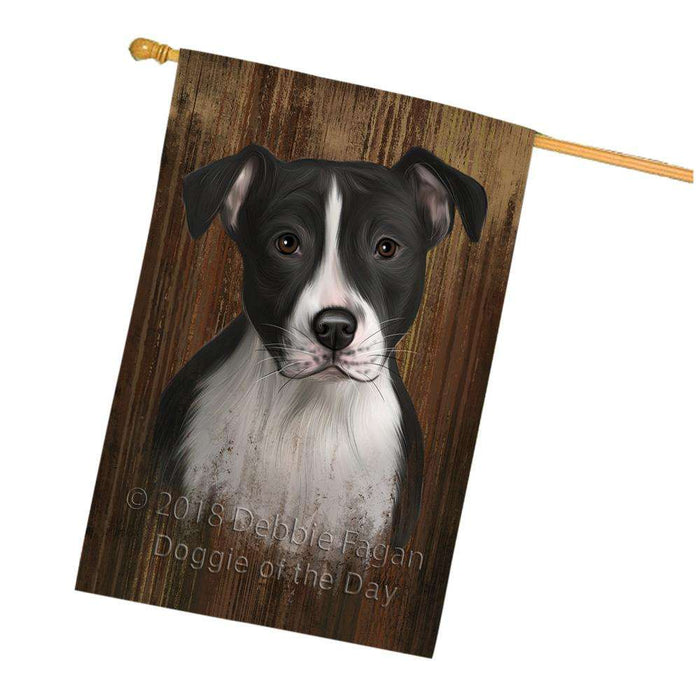 Rustic American Staffordshire Terrier Dog House Flag FLG50551