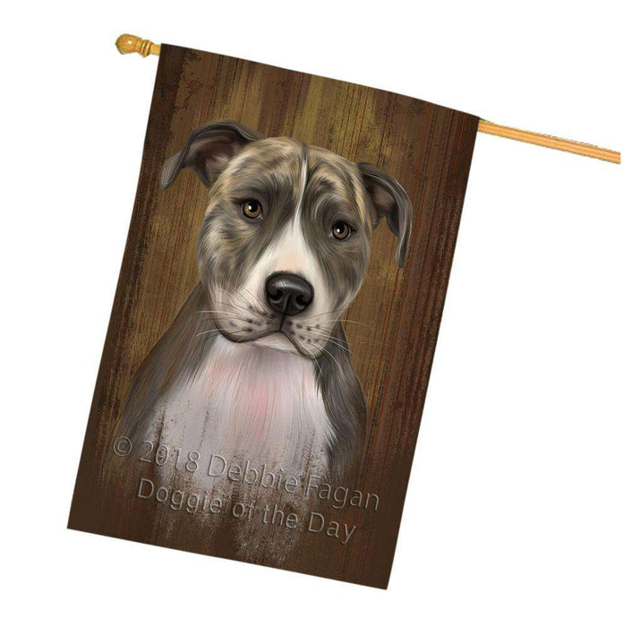 Rustic American Staffordshire Terrier Dog House Flag FLG50552